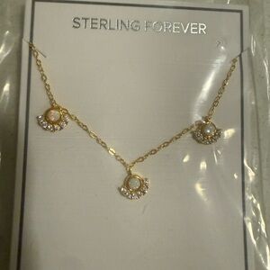 Gold plated 925 silver Opal Pendant Necklace - Triple Halo Design